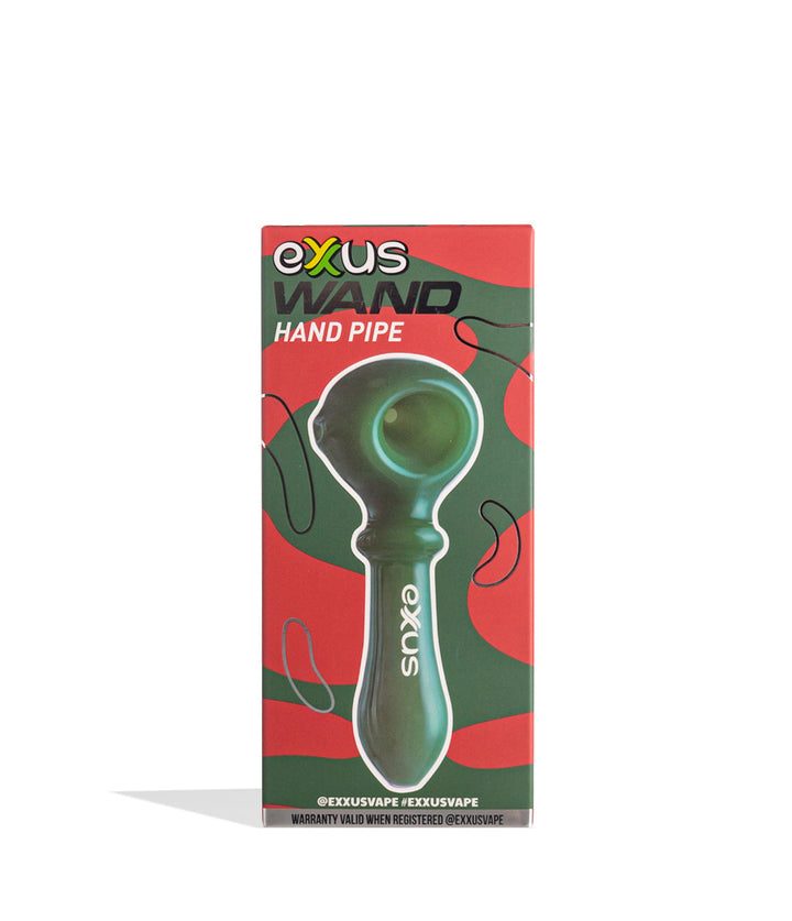 Milky Green Exxus Wand Hand Pipe Packaging Front View on White Background